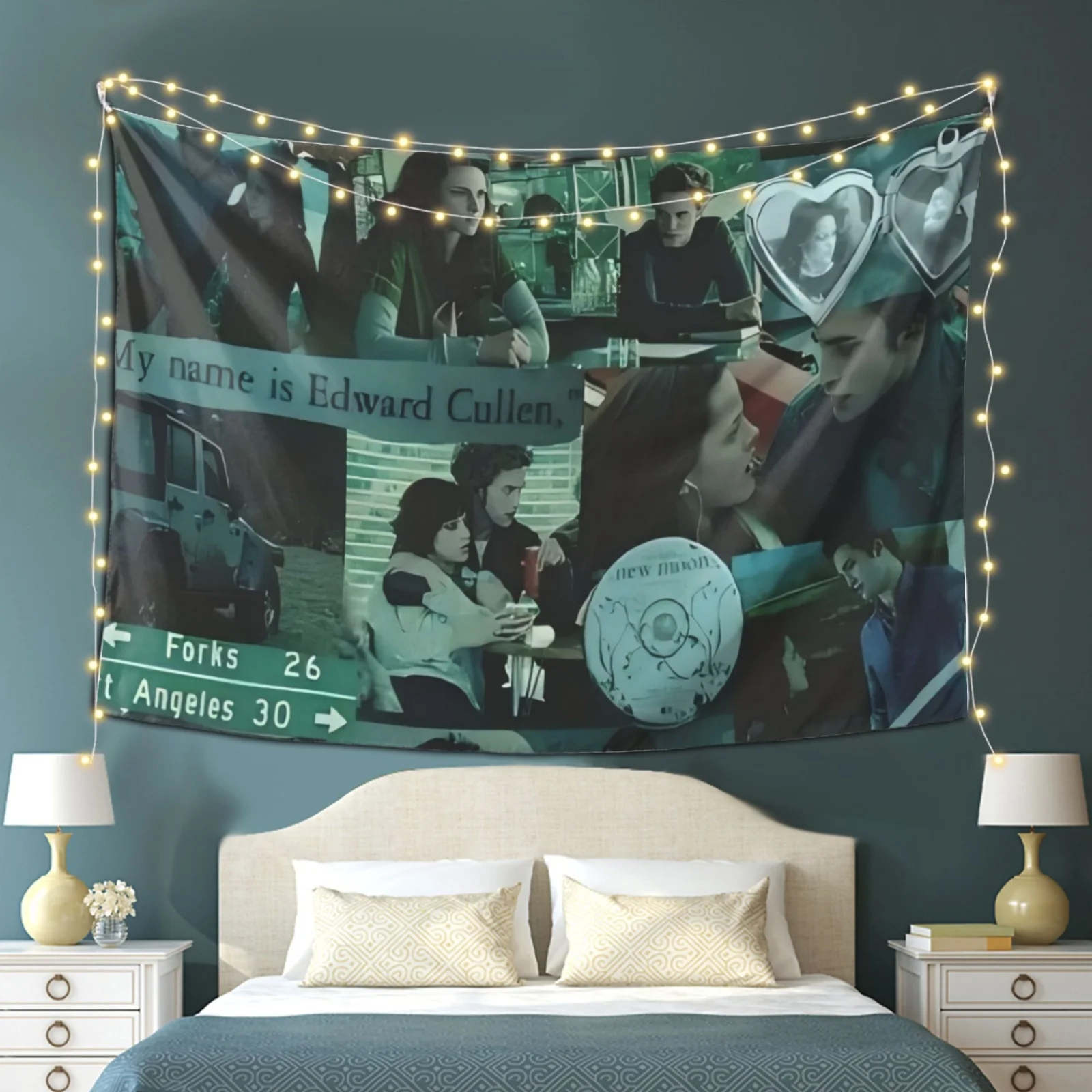 Twilight Saga Tapestry - Edward Cullen and Bella Collage for Bedroom and Living Room Decor, Perfect Gift for Fans