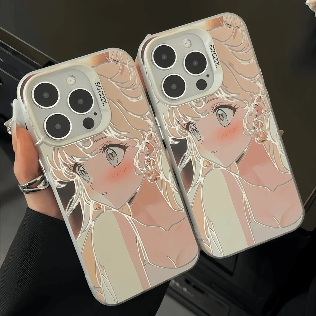 Beautiful Blonde girl Phone Case For iPhone 13 14 13 12 11 15 Pro Max matte shockproof LuxuryCase For 7+8+ XR XsMax