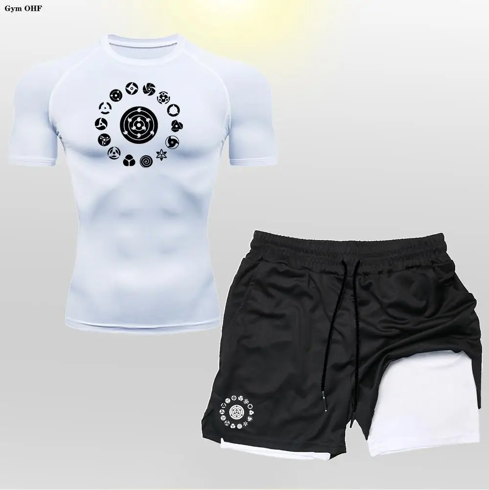 

Men Clothing Sportswear Gym Fitness Compression Suits Running Set Sport Outdoor Jogging Quick Dry Tight 2 Piece Rashguard