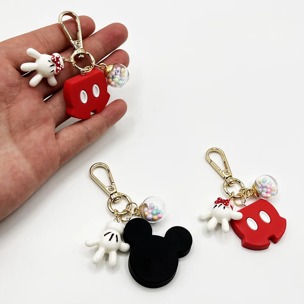 Disney Mickey Minnie Mouse Keychain Toy Anime Figure Palm Cartoon Car Key Chain Bag Pendant Kids Brithday Christmas Gifts