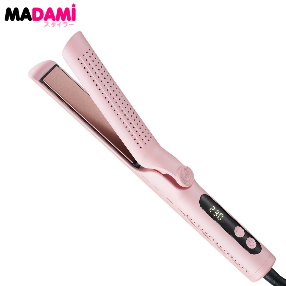 2-in-1-ヘアストレートナー＆カーラー-360°-°-冷却機能付き、液晶ディスプレイ搭載、セラミック製フラットアイロン。プロ仕様のヘアスタイリングツール。デュアル電圧対応。