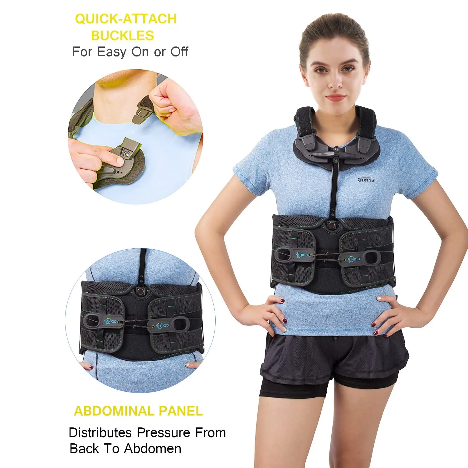 HKJD TLSO Full-body Back Brace Support Thorax Lumbar Sacrum Orthosis for Kyphosis, Osteoporosis and Postural Correction Recovery