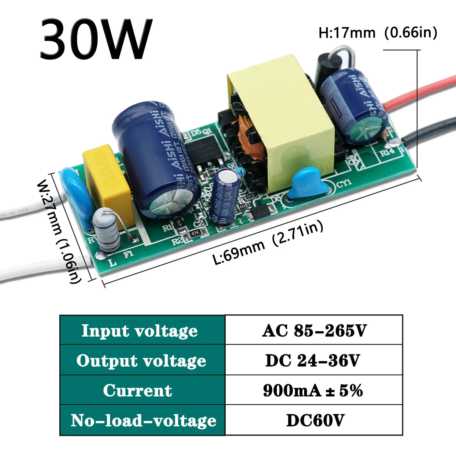 Imagem -04 - Placa de Led Driver 50w 40 30 20 10 Dc2446v Unidade de Fonte de Alimentação sem Cintilação Controle de Corrente Constante Transformador de Iluminação Diy