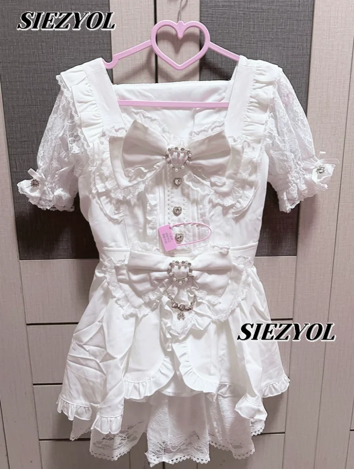 

Best Selling Japanese Style Cute Girl Cake Dress Oversize 2026 New Arrival Puff Sleeve High Waist Silm Bows Lace Short Dresses