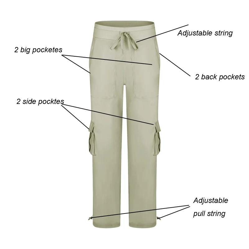 Dance Studio Pantalón cargo de talle medio de corte relajado con 6 bolsillos para mujer corriendo pantalones deportivos de ocio diario