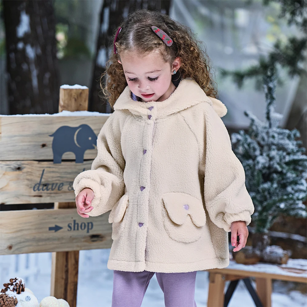 Dave Bella Girls  Winter Warm Jacket Autumn Thicken Hooded Coat Children Warm Velvet Outwear Top Kids Outdoor Clothes DB4253987