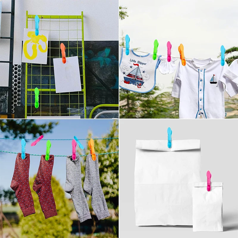 24Pcs Clothespins Hanging Pegs Clips Plastic Hangers Racks Laundry Clothes Pegs Clamps Towel Clips Home Storage Hooks