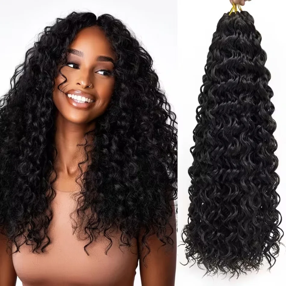 Cabelo Humano Cacheado para Crochê, Cabelo de Crochê Pré-Separado, Tranças Knotless Miracle Knot, Extensões em Espirais Pequenas, Cachos, Perucas de Onda Profunda