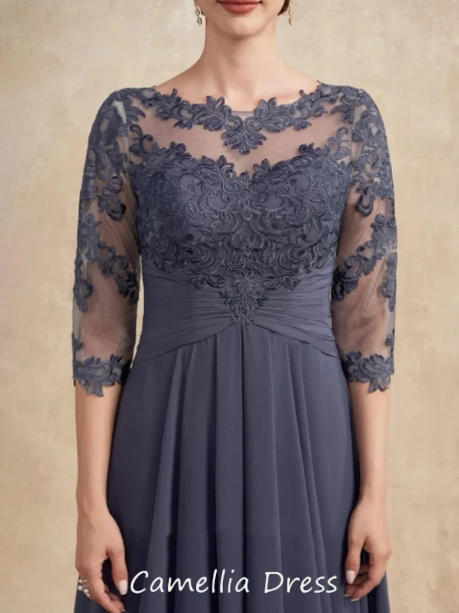 Robe de Soirée Élégante en Mousseline de Soie pour Femme, Tenue Luxueuse à Col Ras du Cou pour Invité de Mariage