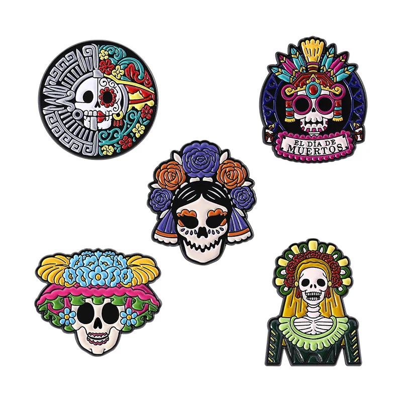 Cartoon Skeleton Day Metal Accessory Badge Horror Halloween series peripheral Brooch Backpack Lapel Badge Jewelry Gifts