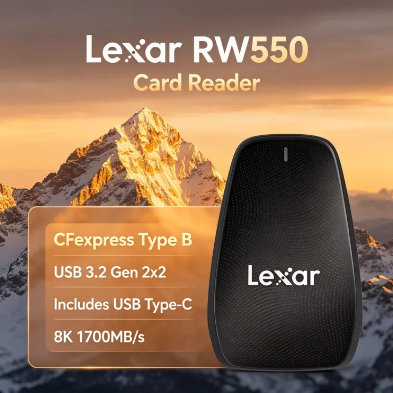 Lexar RW550 USB 3.2 Gen 2x2 8K 20Gbps USB Type-C CFexpress Type B Reader CFexpress Card Reader for 8K Video Transfer