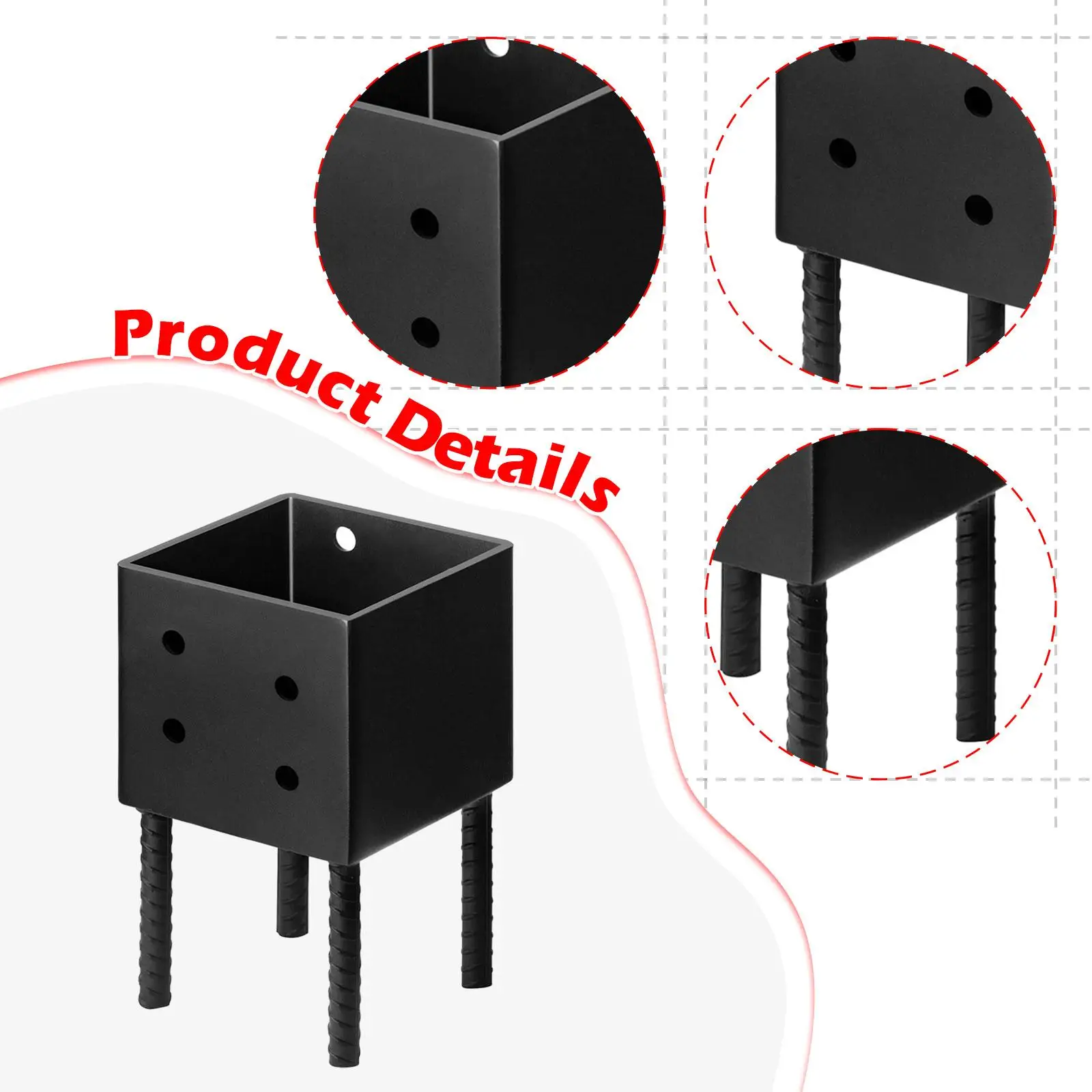 حامل عمود سياج عالي التحمل لقاعدة البريد لشرفة أكشاك خشبية لسطح الخرسانة #5