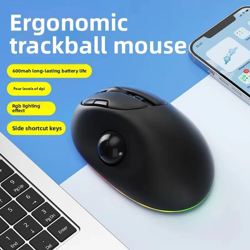 Aviation Trackball Mouse, Ergonomic Dual-Mode Mouse, Graphic Design Professional Design, Fashionable, Office Use, Universal USB.