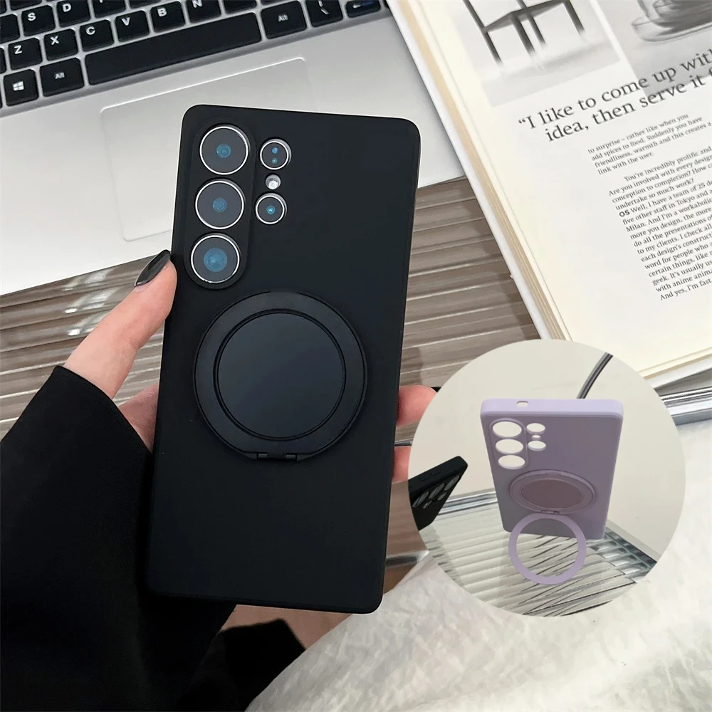 Magnetic Metal Bracelet Silicone Case for Samsung Galaxy S26 Edge S25 S24 S23 Ultra Plus A53 Shockproof Cover with Stand Holder