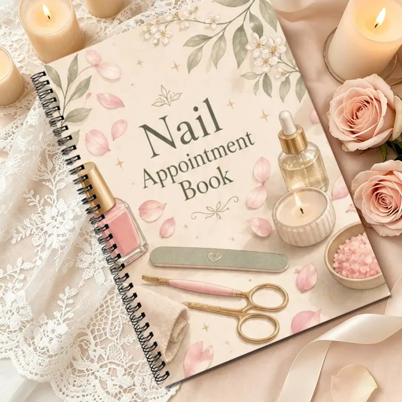 A5Nail Salon Appointment Customer Record Book,Daily Weekly Schedule,Suitable for Nail Salon Front Desk Registration Opening Gift