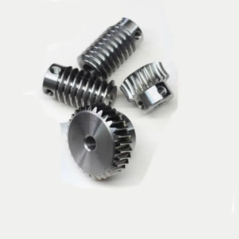 1 sets 1M Worm gear with rod  20/25/30/40/50/60 teeth steel worm gear reduction ratio:1:20/25/30/40/50/60 worm rod bore 8mm