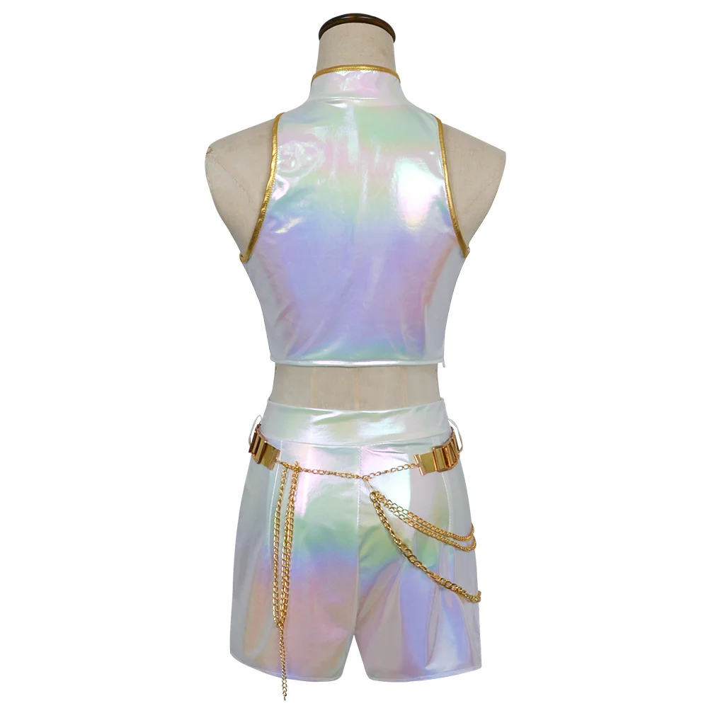 2025 Anime Demon Rumi Cosplay disfraz cazadores mujeres adultas Top chaleco pantalones cortos trajes de cadena Halloween traje de fiesta de Carnaval mujeres niños