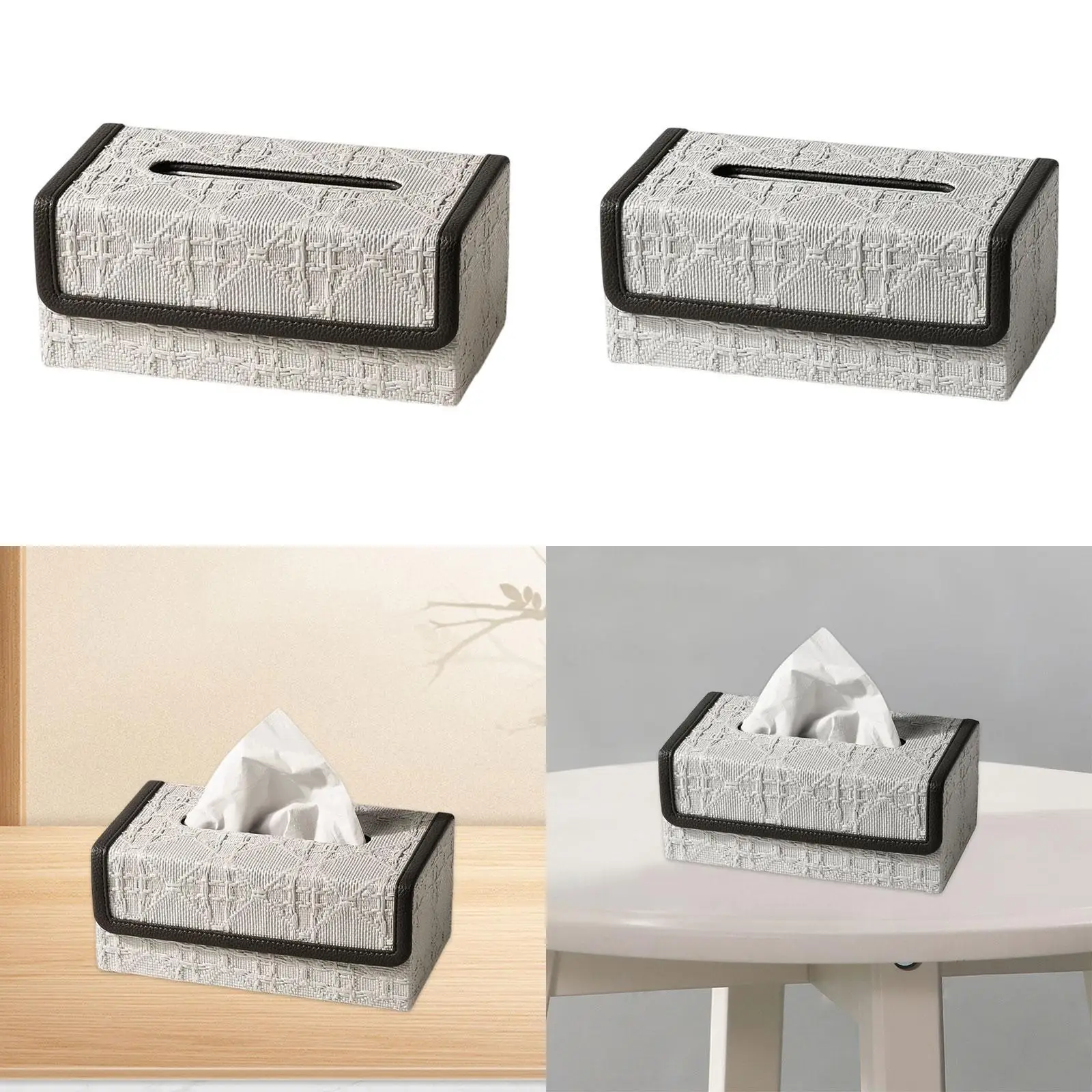 PU Leather Tissue Box Cover Tissue Box Holder Light Luxury Multifunction Organizer for Night Stands Bedroom Office Tabletop Desk