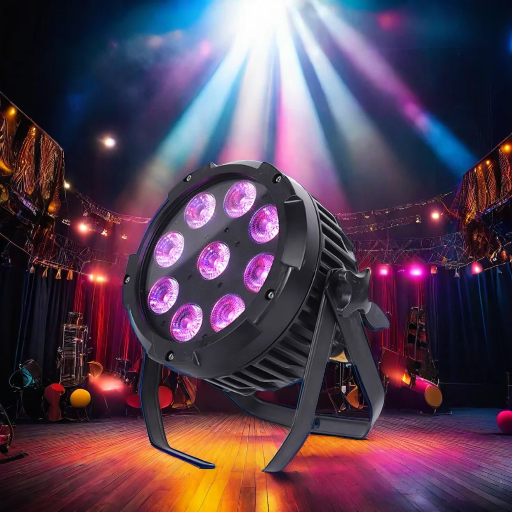 IP65 9X18W 6in1 RGBAW UV Wireless DMX LED Par Lights Waterproof Battery Powered Flat Uplights For Wedding Stage Events