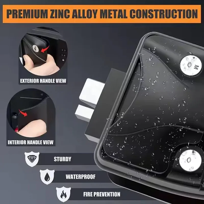 Black Keyless RV Door Lock with Fingerprint, Keypad, Key Fob & IP65 Waterproof for 5th Wheel Camper Trailer