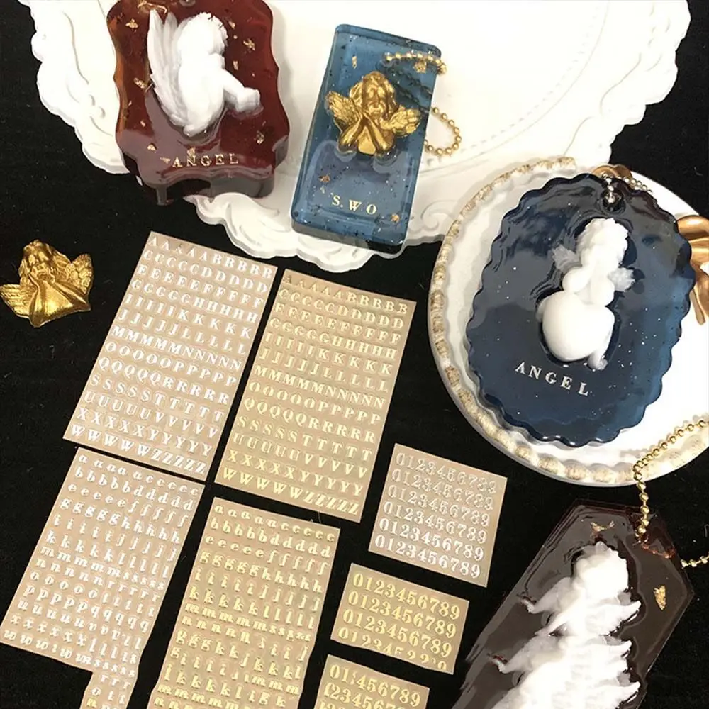 English Letters Scrapbook decoration Epoxy Resin Filler Number Sticker Labels Stickers Alphabet Sticker Epoxy filling sticker