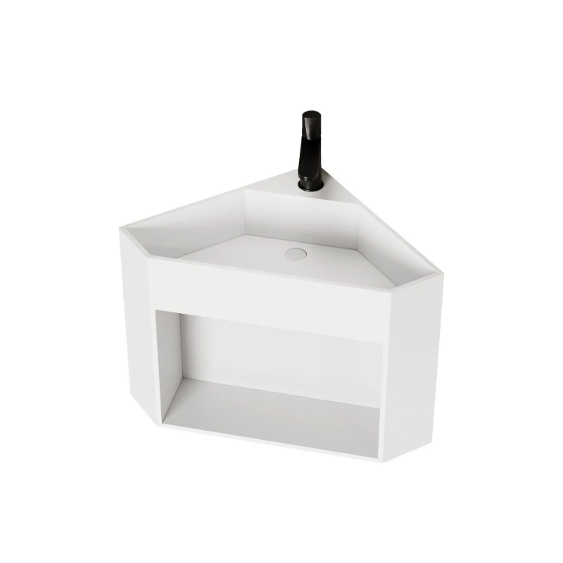 

Small apartment wall-mounted corner integrated triangular basin