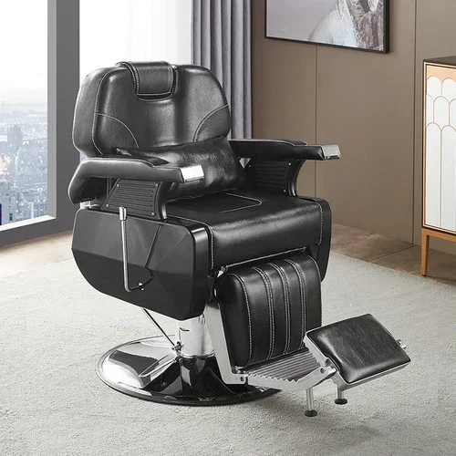 Comfortabele enkele kappersstoel voor volwassenen, multifunctionele kappersstoel met draaibare rugleuning, modern metalen Silla Barberia salonmeubilair