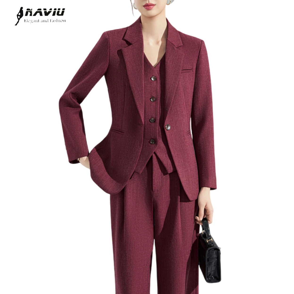 

NAVIU Высококачественная офисная одежда Женские костюмы Комплекты из 2 предметов Элегантный модный деловой формальный шикарный пиджак и брюки Женская рабочая одежда