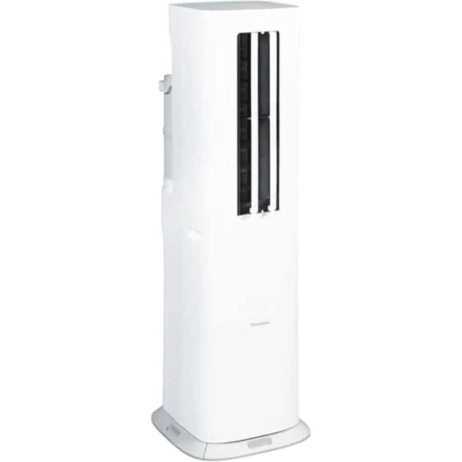 

Portable inverter air conditioner with dehumidifier for room use, white ABS plastic, quiet operation and dual hose design, 8000
