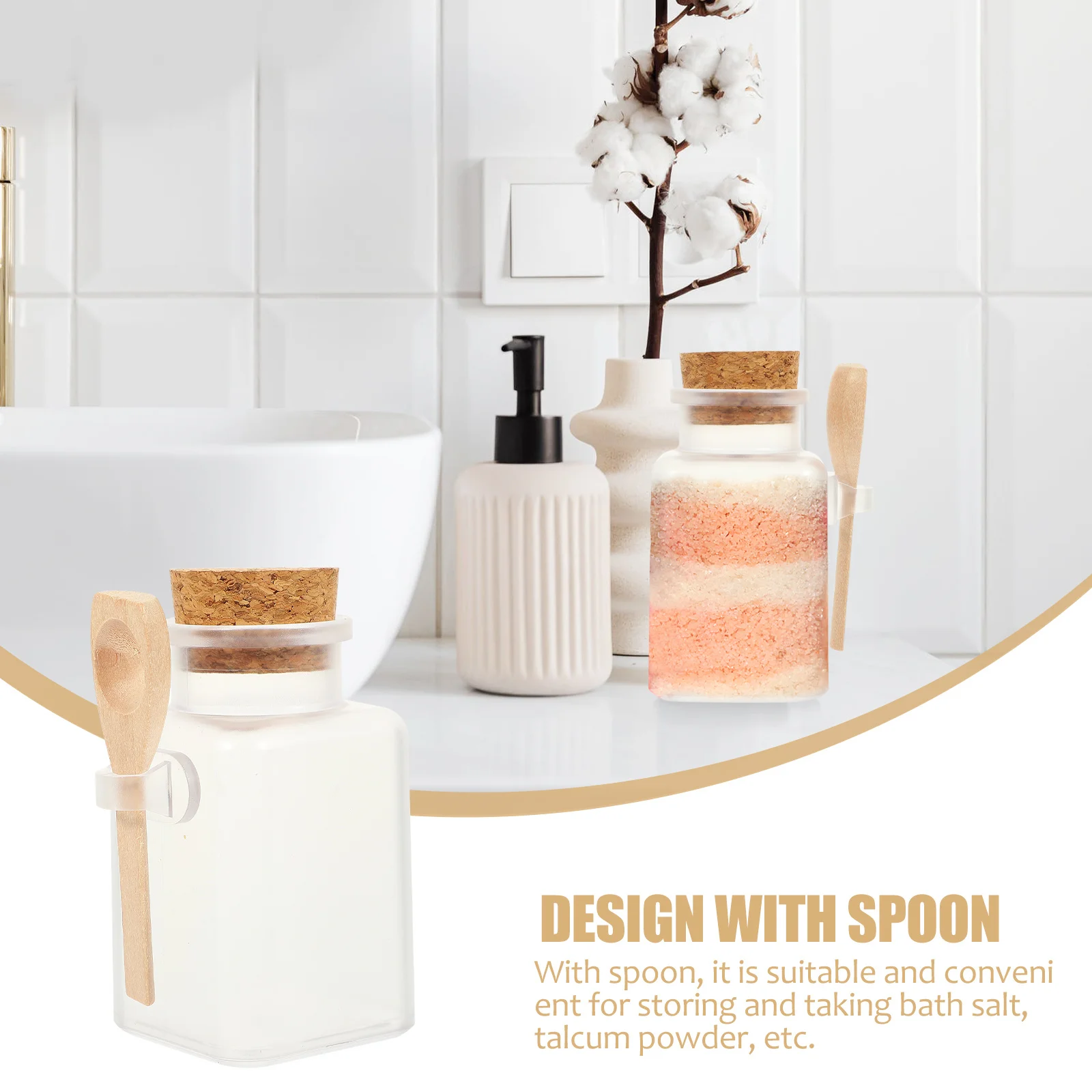 

6pcs Bath Salt Bottle Kit Sealed Portable Empty Bottles For Travel Subpackaging Refillable Container Powder Storage