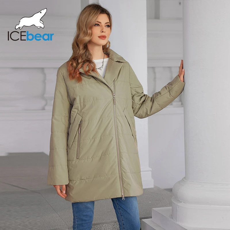 ICEbear 2024 New Plus Size Women Clothing Short Hooded Quilting Female Outwear Classic Design Lightweight Women Jacket GWC4733I