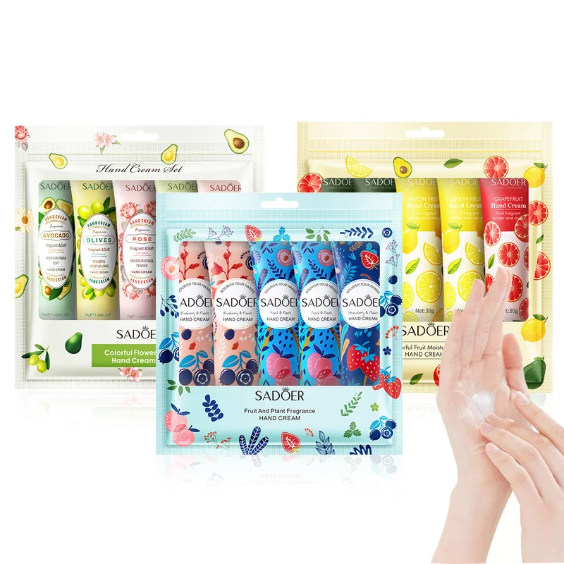 5 قطعة/المجموعة SADOER الفاكهة زهرة كريم اليد مجموعات ترطيب إصلاح المضادة للتجاعيد غسول اليد مجموعات الأيدي منتجات العناية بالبشرة #1