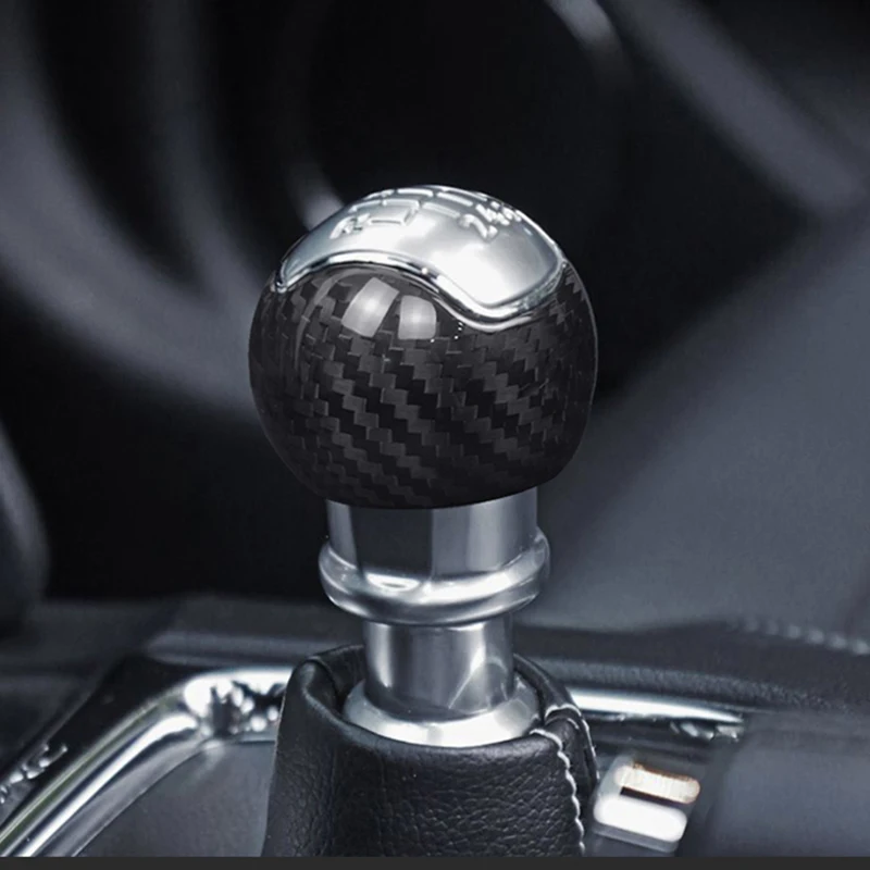 For Ford Mustang Gear Shift Knob Cover Carbon Fiber For Mustang 2015-2022 Accessories Manual Gear Shift Knob Trim Car Stickers