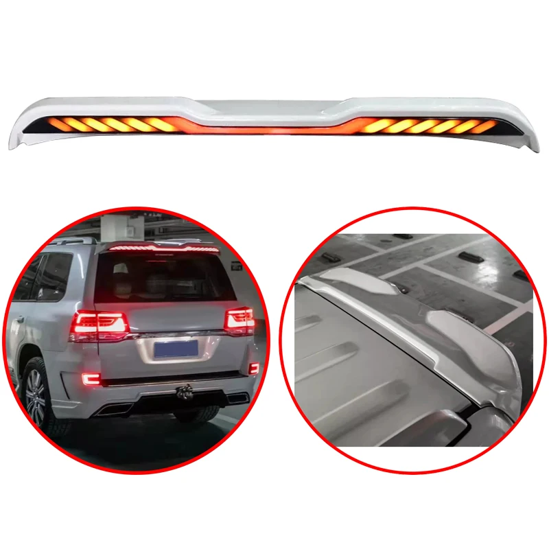 

New Model For Toyota Land Cruiser LC200 2016-2020 High Quality Roof Wing ABS Spoiler With Brake Lamp Body Kitt