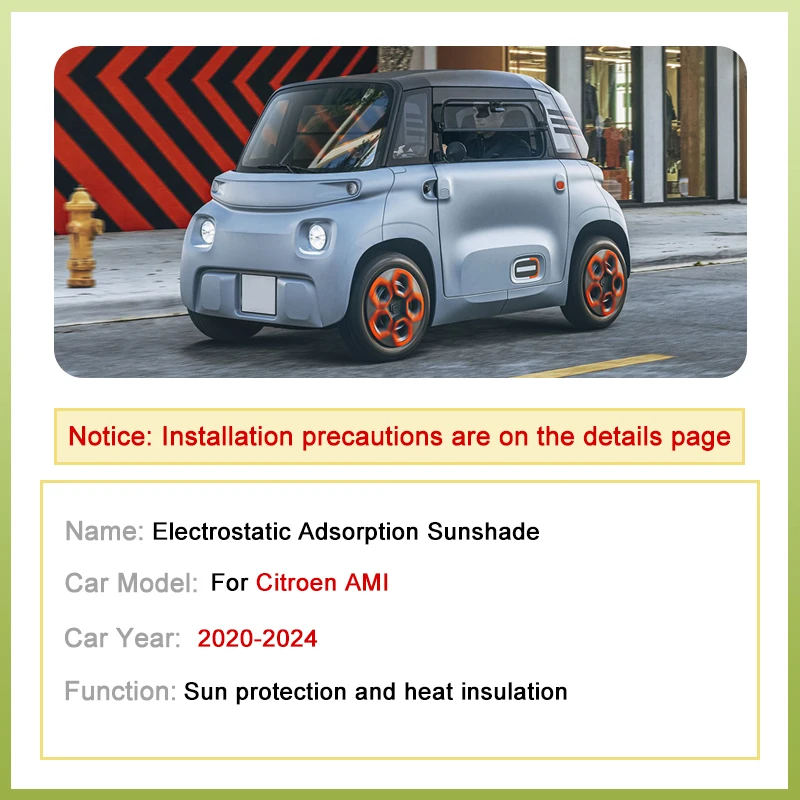 For Citroen AMI 2020 2021 2022 2023 2024 Car Roof Sunshade Electrostatic Adsorption Sunroof Shade Skylight Parts Sun Protector