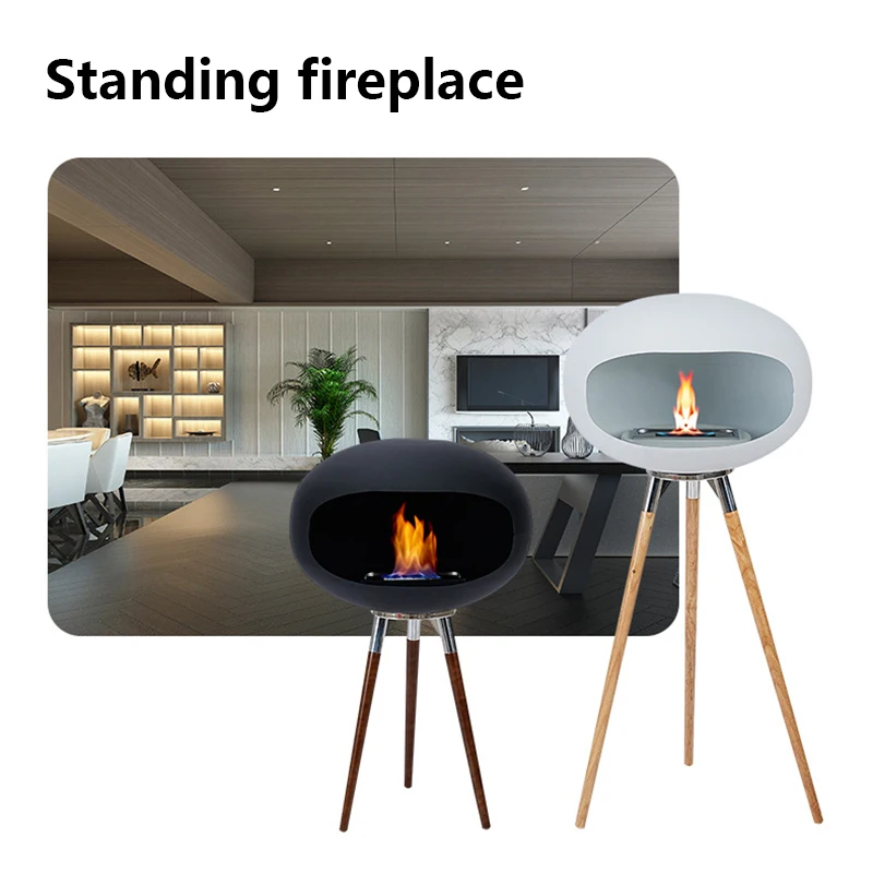 Nordic floor-standing high-foot fireplace real fire stove outdoor indoor decoration high-end atmospheric heating fireplace