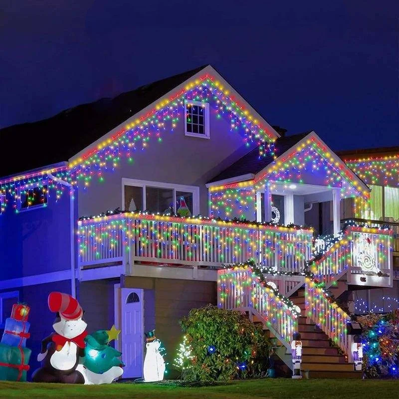 Solar Icicle String Lights Outdoor Waterproof 3.5M 96 LEDs Decorative Curtain Light for Yard Garden Party Wedding Indoor Decorat