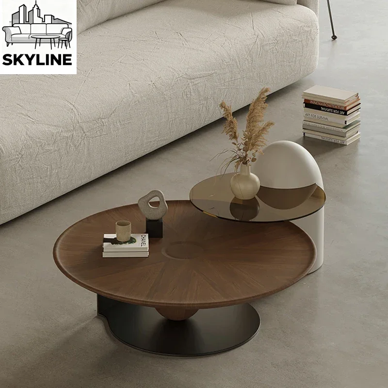 Luxury Round Coffee Tables Nordic Modern Transparent Hospitality Coffee Tables Bistro Glass Designer Table Basse Home Furniture