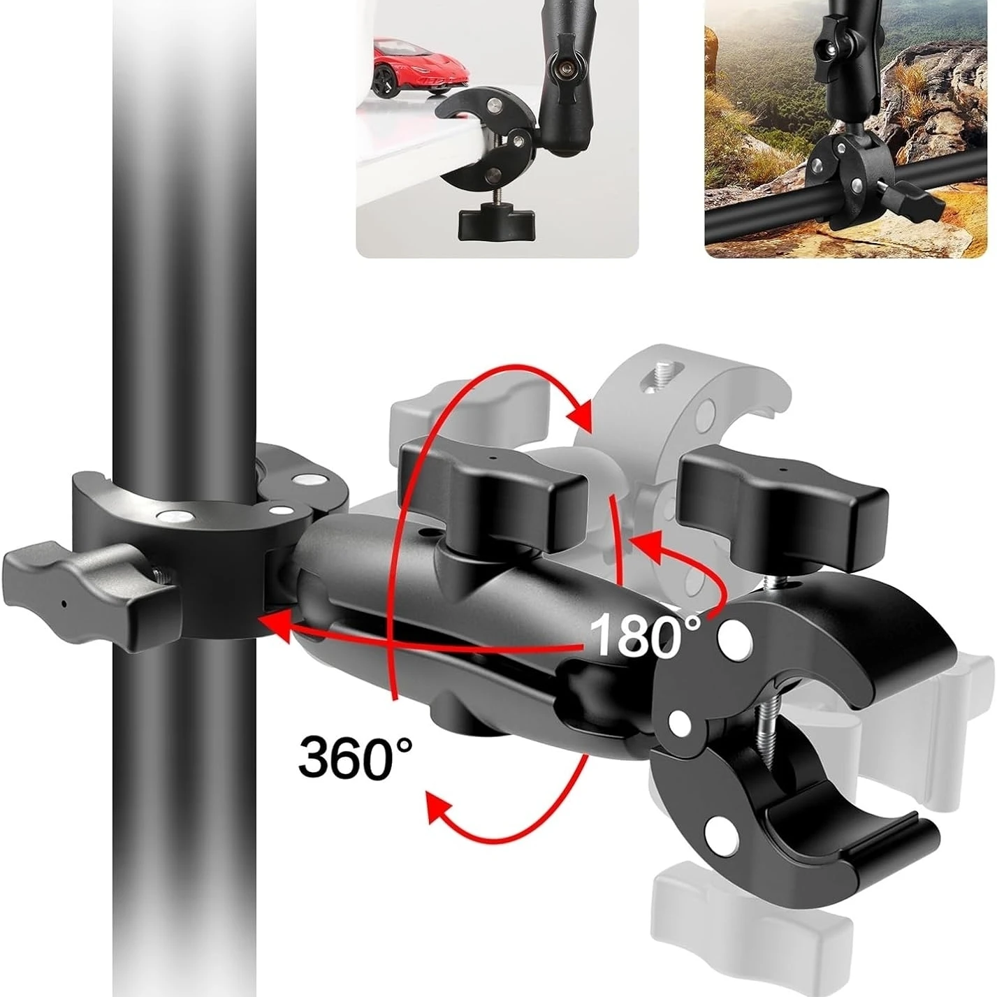 Motorcycle Bike Mount Extension Pole Selfie Stick Double Side Super Clamp Clip for Insta360 x2 x3 x4 x5 Monopod Handlebar Action view 3