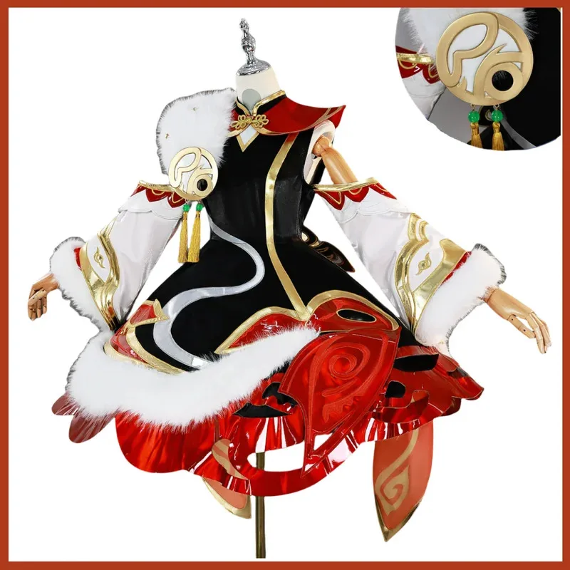 

Game LOL Hallowed Seamstress Gwen Cosplay Costume Chinese Style Red Dress Wig Shoe Woman Cute Traditional Festival Suits;3'v,6.h