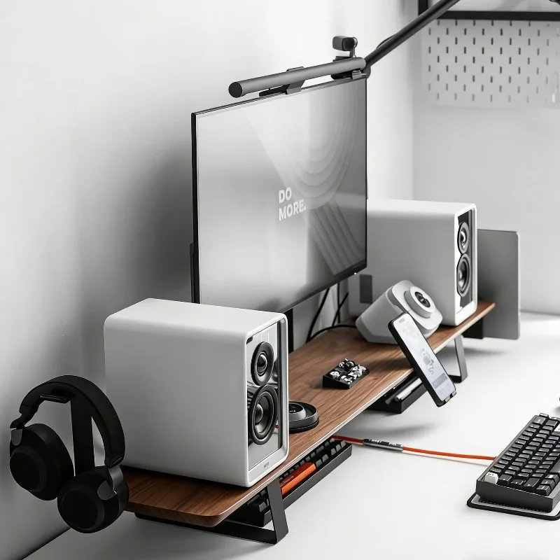 Modular Monitor Riser Stand Solid Wood Study Desk Monitors Storage Bracket Office Desktop Computer Support Monitor Organizer