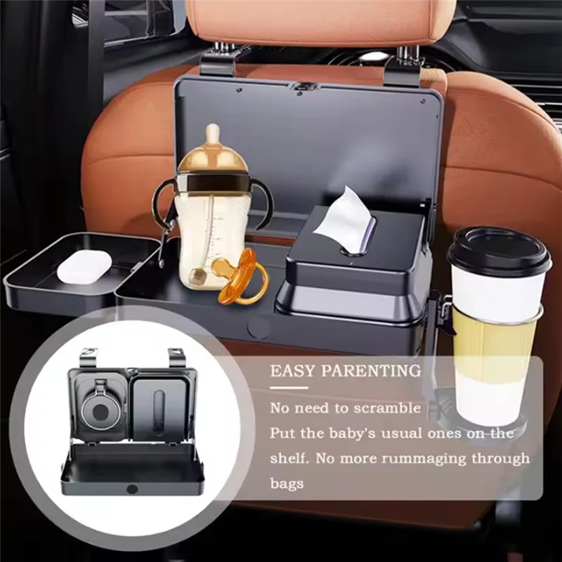 Firmly Snack Organizer Auto Table Withcup Holder Trash Can Car Backseat Table Organizer Food Tray Multifunctional Car Interior T