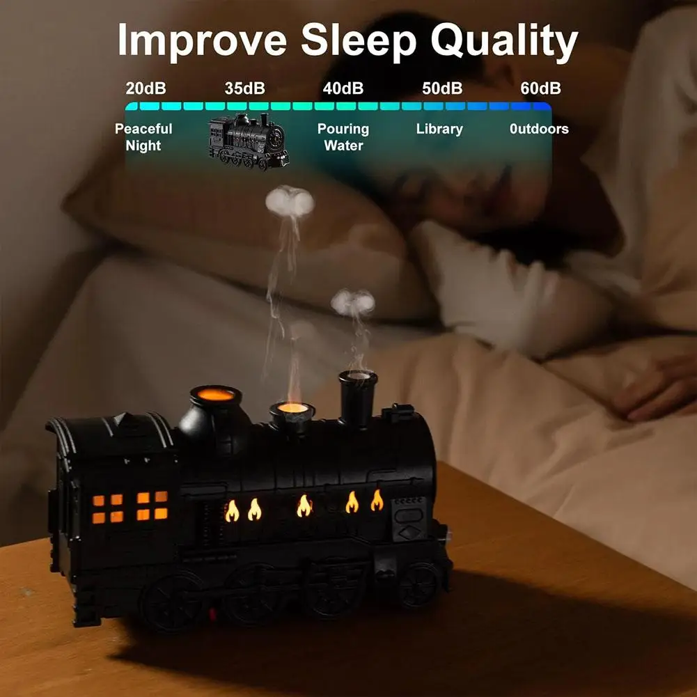 Vintage Train Air Humidifier Steam Locomotive Aroma Essential Oil Diffuser 300ML with Remote Control LED Light Gift Desk - view 3