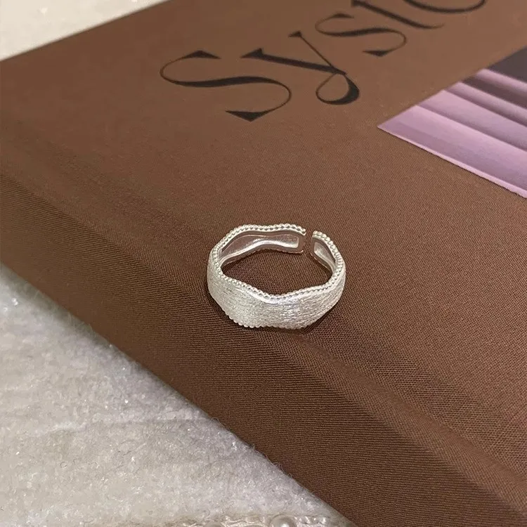 VENTFILLE 925 Sterling Silber Zuckerguss Geometrie Ring für Frauen Textur Unregelmäßige Perle Einstellbare Schmuck Geschenk Dropshipping – Detail 9