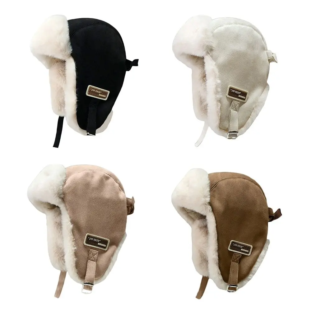 Gorro de bombardero para exteriores, gorro de piel Ushanka grueso a prueba de viento, gorro cálido con orejeras para hombres y mujeres