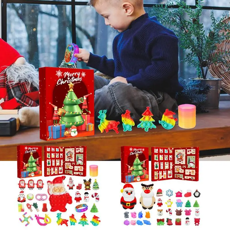 24 Days/set Squeeze Toys Christmas Countdown Advent Calendar Toy for Kid 2024 New Year Children Xmas Gift Stress Relief Toy Kit