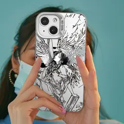Y2K Simple Lines Black Angel Case for Xiaomi Redmi A1 A3 13C 9C 9T Note 8 9 9S 10 11 12 13 Pro K60 Ultra 4G 5G Matte Cover