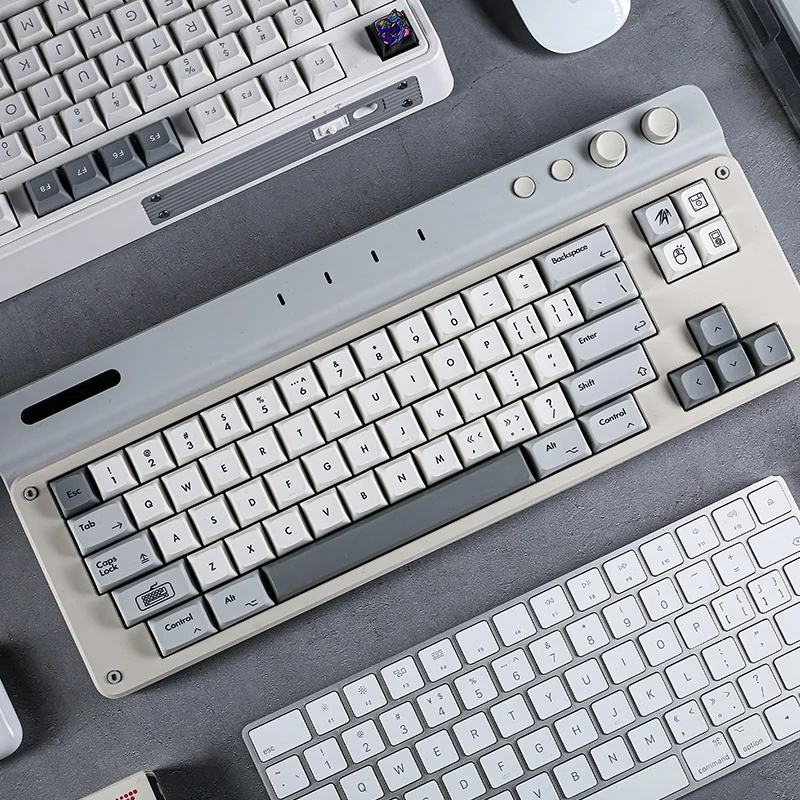 

TAC-T2 CNC Mechanical Keyboard Custom Dual Mode Wired Wireless Bluetooth Hot-swap RGB Knob Anodized Aluminum Shell for Gamers