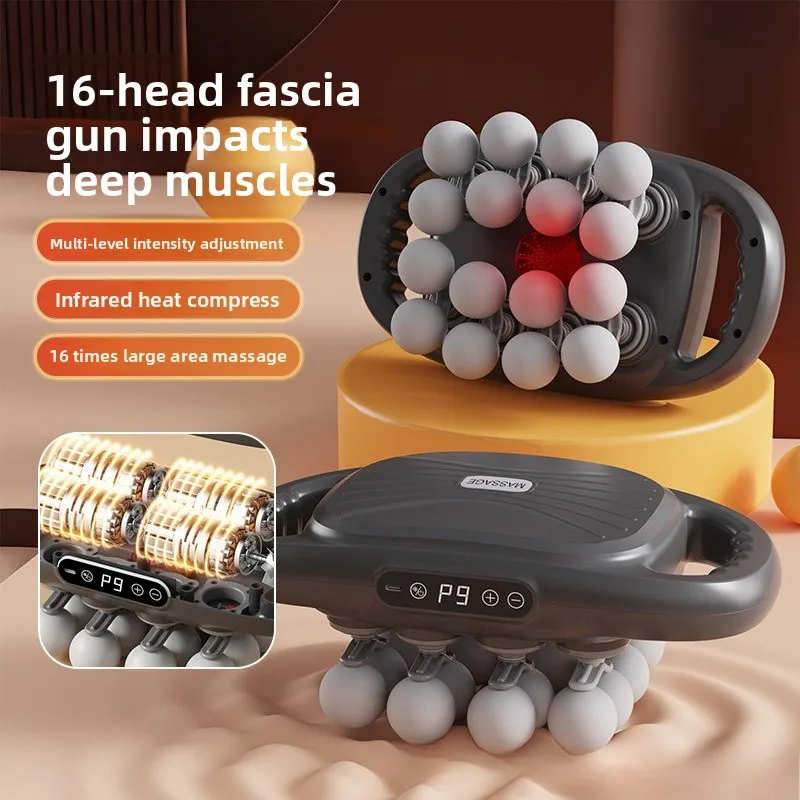 مسدس فآسيا عبر الحدود ذو 16 رأسًا، مدلك عضلات قابل لإعادة الشحن، استرخاء الخصر والساق والظهر المنزلي، مسدس تدليك متعدد الرؤوس #2