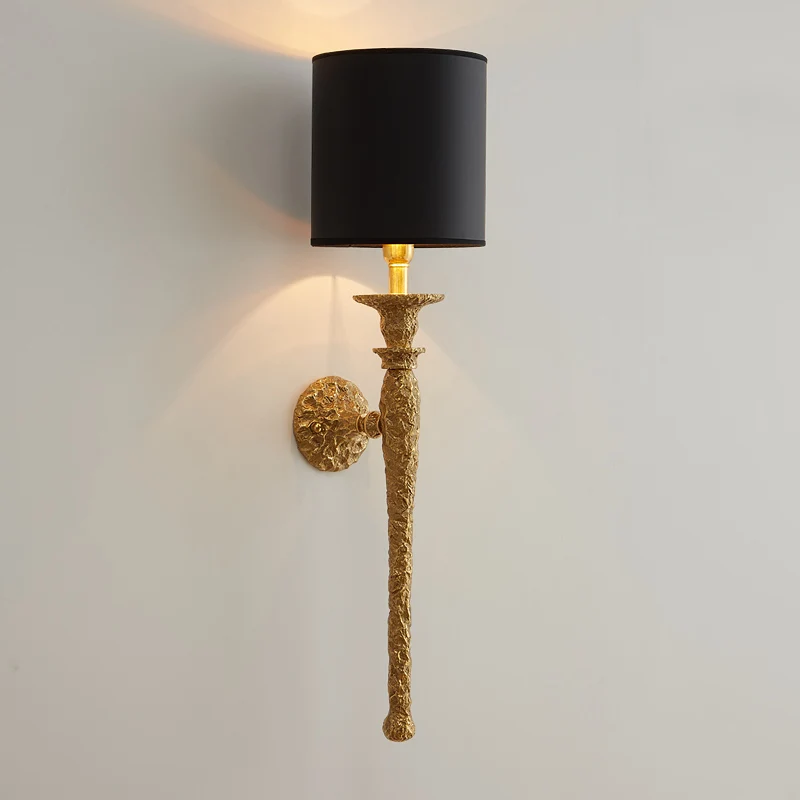 

French wall lamp retro luxury European villa living room lamp bedside lamp bedroom corridor stairs entrance all copper lighting